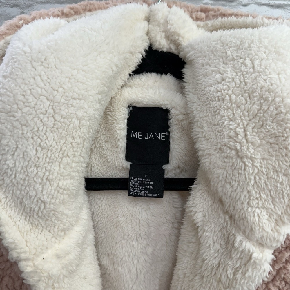 Me Jane Womens Sz S Pink Jacket Boho Faux Fur Fluffy Teddybear Sherpa Soft Coat - Picture 6 of 16